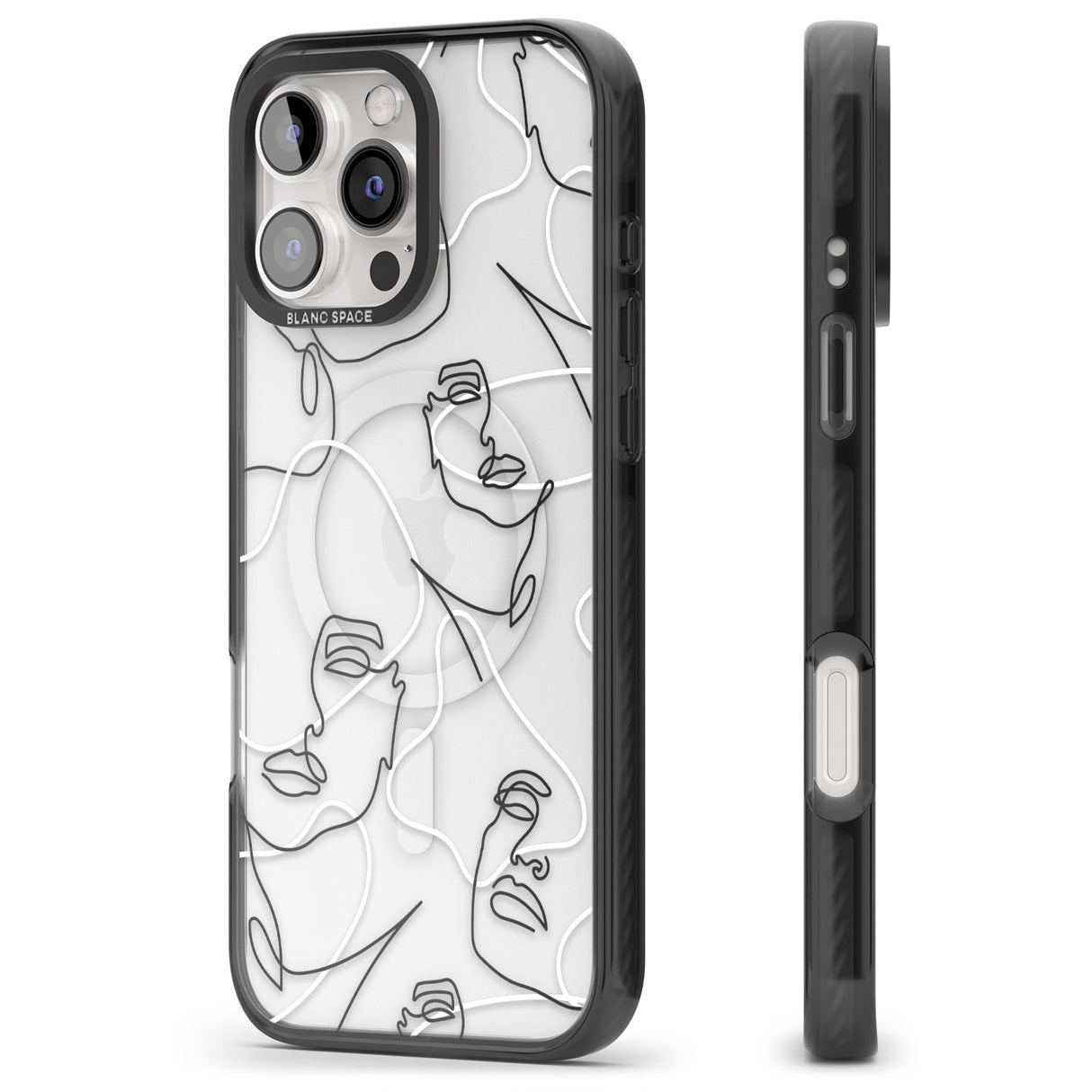 iPhone 16 Pro Max Personalised Abstract Faces Black Impact Phone Case