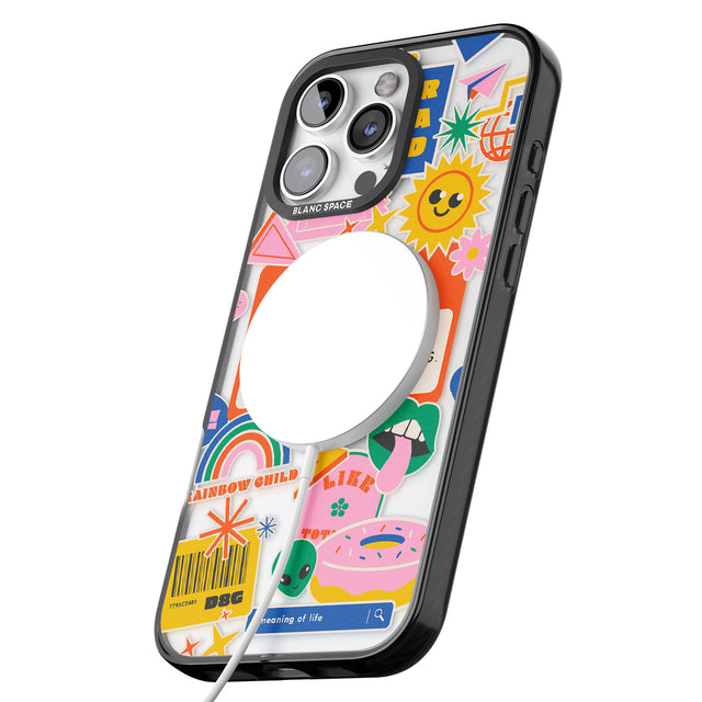 iPhone 16 Pro Max Personalised Nostalgia Sticker Mix #2 Black Impact Phone Case