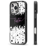 iPhone 16 Pro Max Personalised Black & White Paint Splatters Black Impact Phone Case