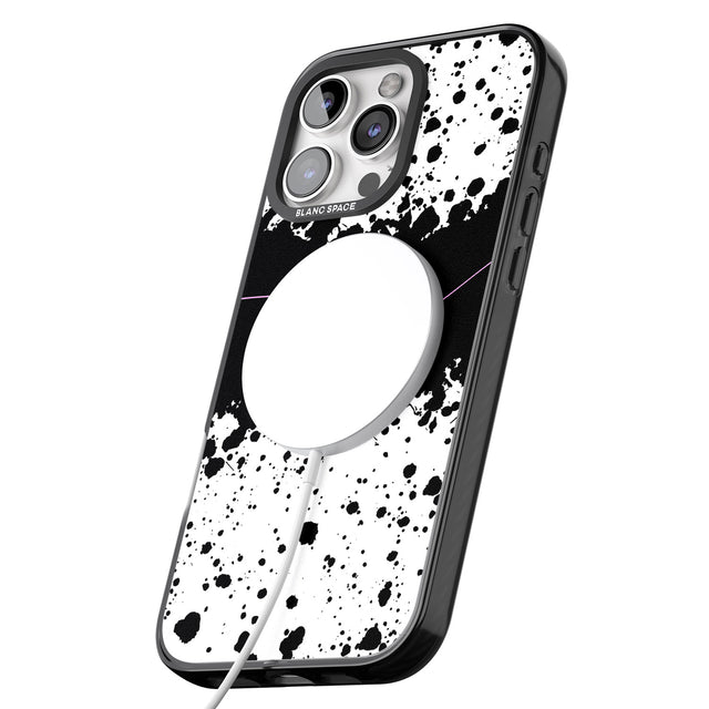 iPhone 16 Pro Max Personalised Black & White Paint Splatters Black Impact Phone Case