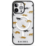 iPhone 16 Pro Max Personalised Jaguar Pattern on Transparent Black Impact Phone Case