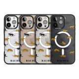 iPhone 16 Pro Max Personalised Jaguar Pattern on Transparent Black Impact Phone Case