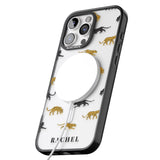 iPhone 16 Pro Max Personalised Jaguar Pattern on Transparent Black Impact Phone Case