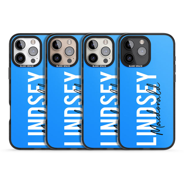 iPhone 16 Pro Max Personalised Bold Name: Blue Black Impact Phone Case