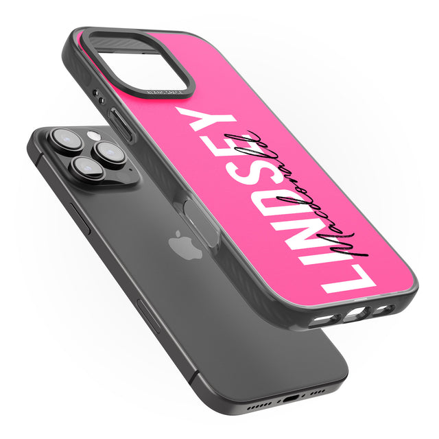 iPhone 16 Pro Max Personalised Bold Name: Pink Black Impact Phone Case