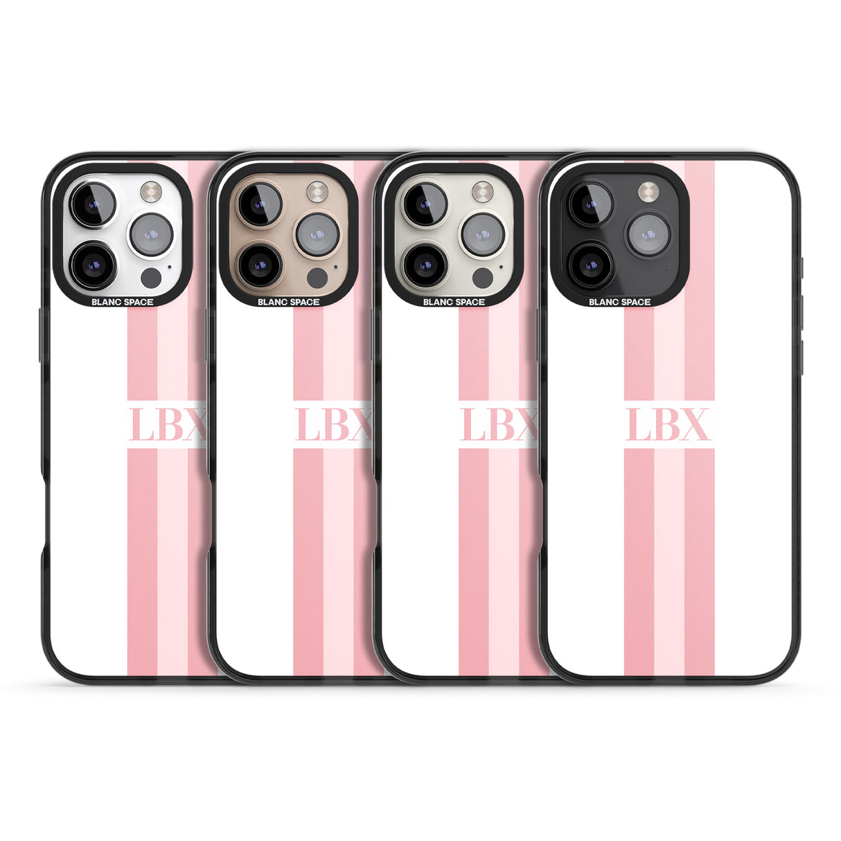 iPhone 16 Pro Max Personalised Minimal Pink Stripes Black Impact Phone Case