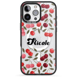 iPhone 16 Pro Max Personalised Cherry Pattern Black Impact Phone Case + Magsafe