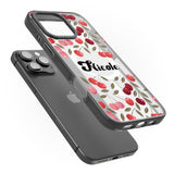 iPhone 16 Pro Max Personalised Cherry Pattern Black Impact Phone Case + Magsafe