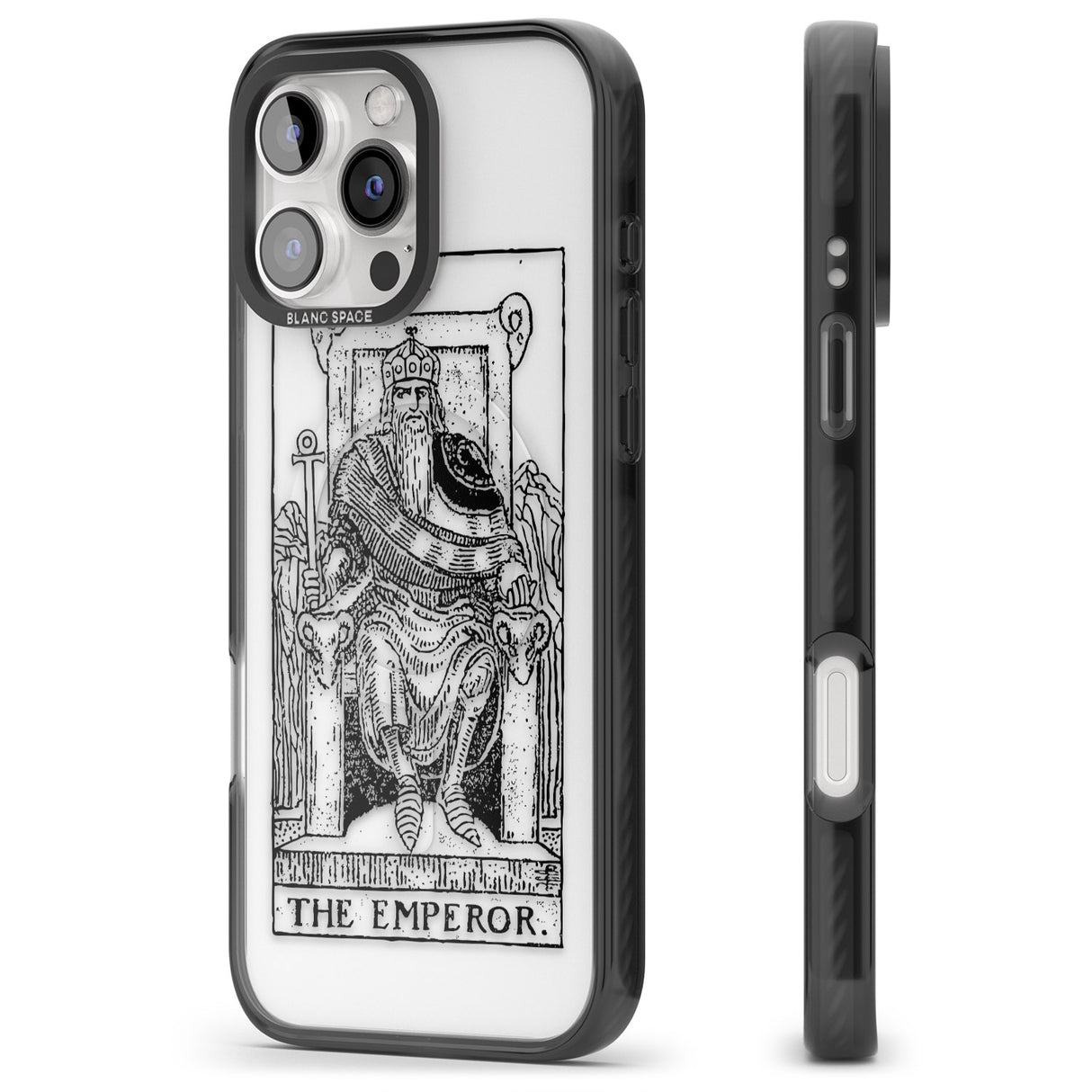 iPhone 16 Pro Max Personalised The Emperor Tarot Card - Transparent Black Impact Phone Case