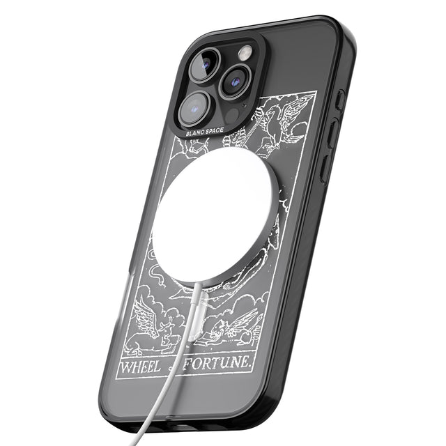 iPhone 16 Pro Max Personalised Wheel of Fortune Tarot Card - White Transparent Black Impact Phone Case