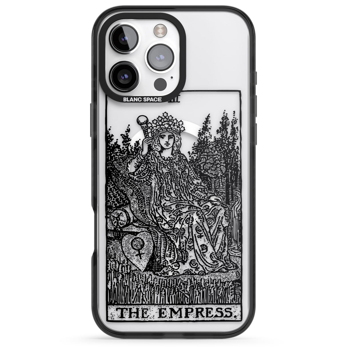 iPhone 16 Pro Max Personalised The Empress Tarot Card - Transparent Black Impact Phone Case