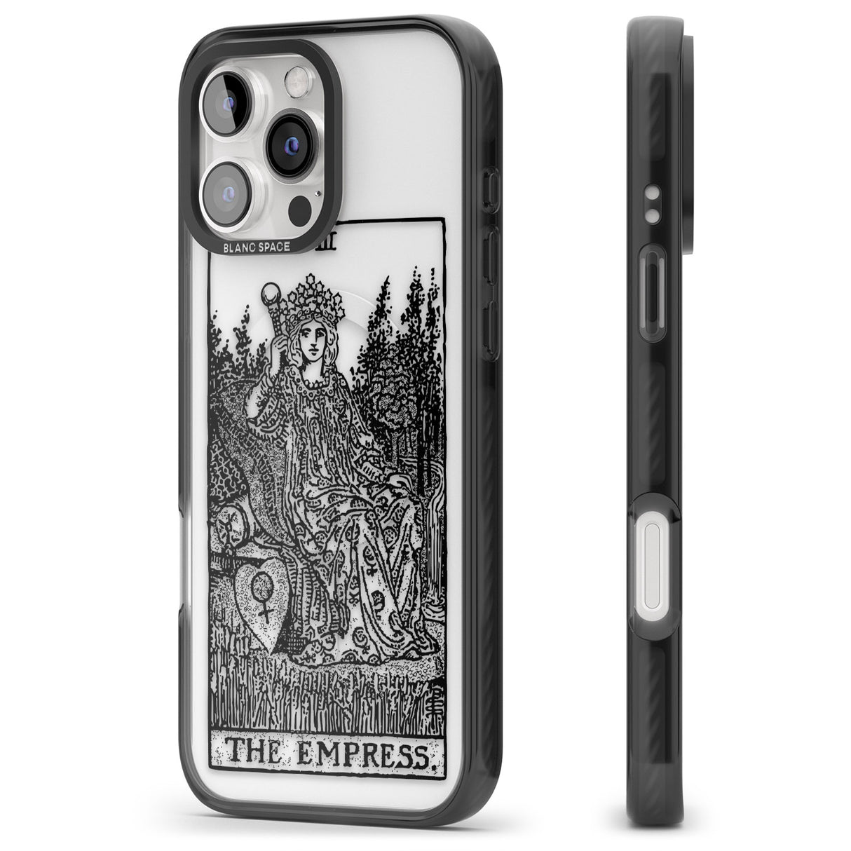 iPhone 16 Pro Max Personalised The Empress Tarot Card - Transparent Black Impact Phone Case