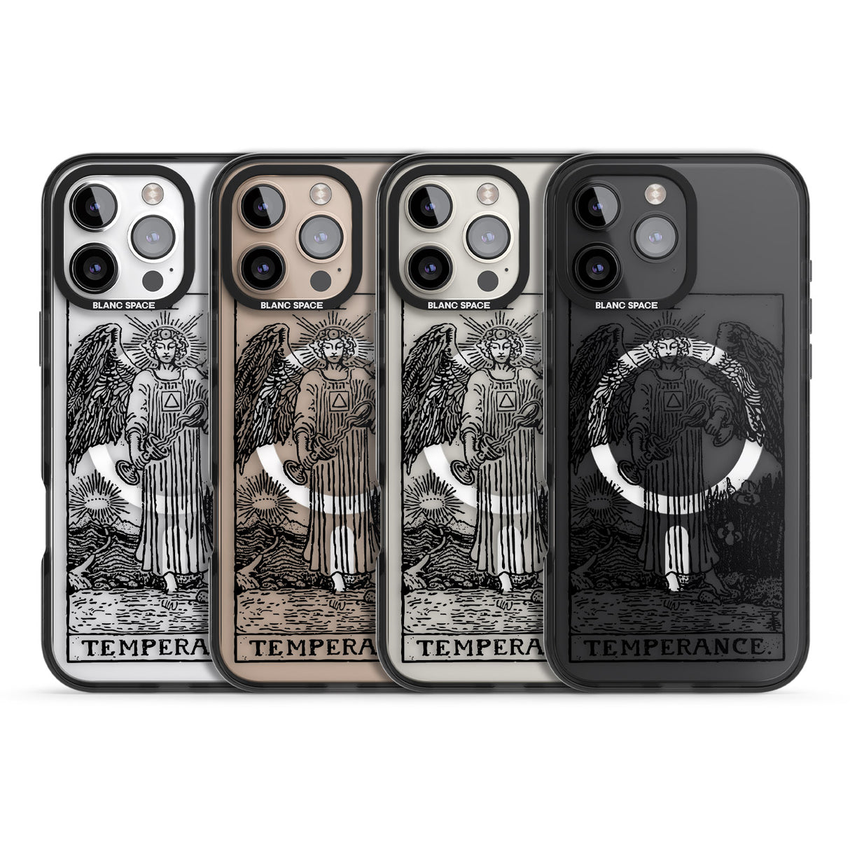 iPhone 16 Pro Max Personalised Temperance Tarot Card - Transparent Black Impact Phone Case