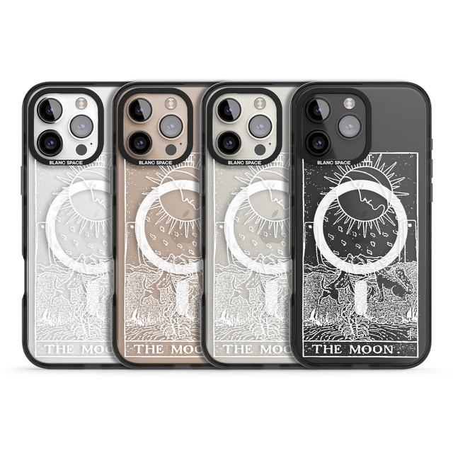 iPhone 16 Pro Max Personalised The Moon Tarot Card - White Transparent Black Impact Phone Case