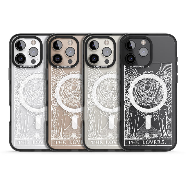 iPhone 16 Pro Max Personalised The Lovers Tarot Card - White Transparent Black Impact Phone Case