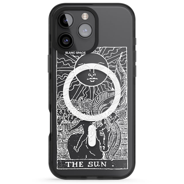 iPhone 16 Pro Max Personalised The Sun Tarot Card - White Transparent Black Impact Phone Case