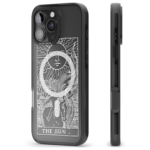 iPhone 16 Pro Max Personalised The Sun Tarot Card - White Transparent Black Impact Phone Case