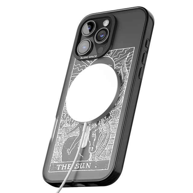 iPhone 16 Pro Max Personalised The Sun Tarot Card - White Transparent Black Impact Phone Case