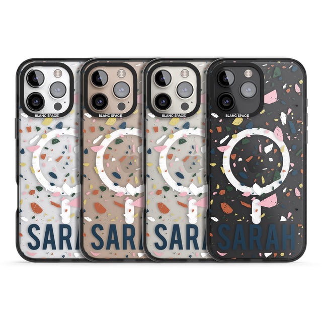 iPhone 16 Pro Max Personalised Terrazzo Black Impact Phone Case