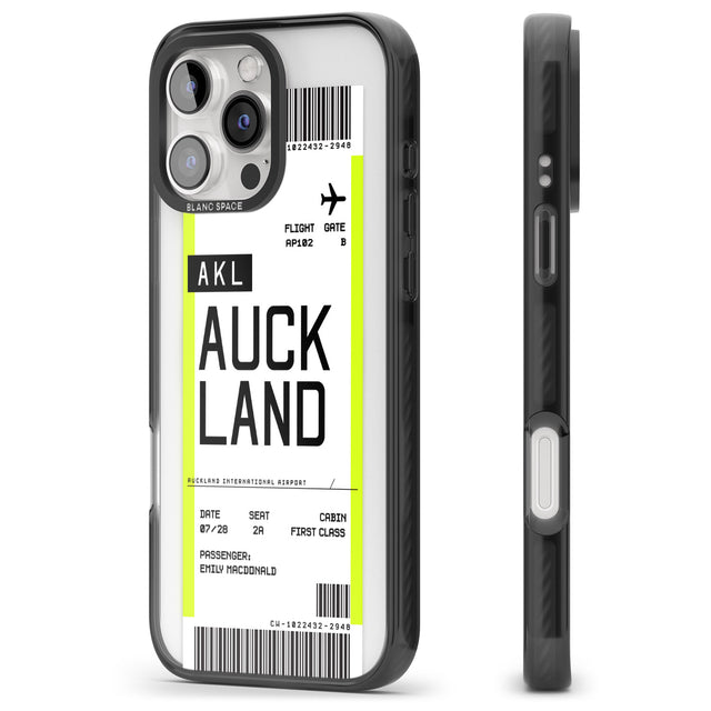 iPhone 16 Pro Max Personalised Auckland Boarding Pass Black Impact Phone Case