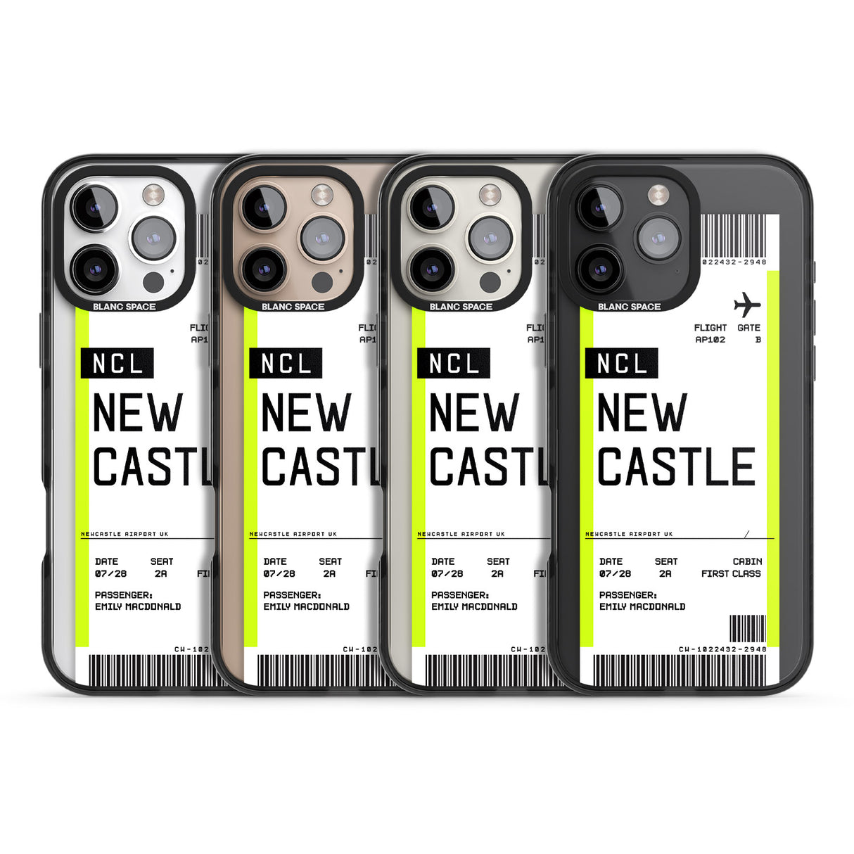 iPhone 16 Pro Max Personalised Newcastle Boarding Pass Black Impact Phone Case