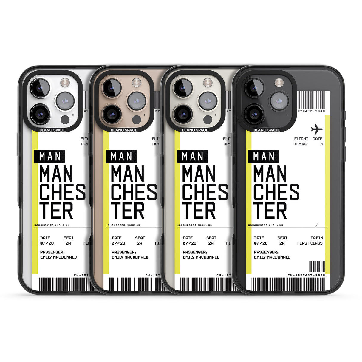 iPhone 16 Pro Max Personalised Manchester Boarding Pass Black Impact Phone Case