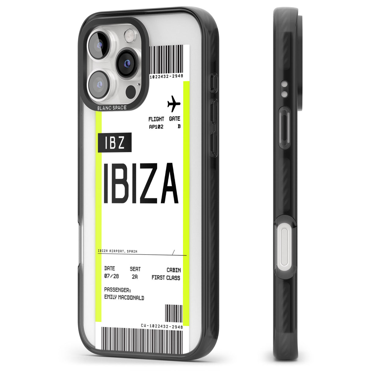 iPhone 16 Pro Max Personalised Ibiza Boarding Pass Black Impact Phone Case