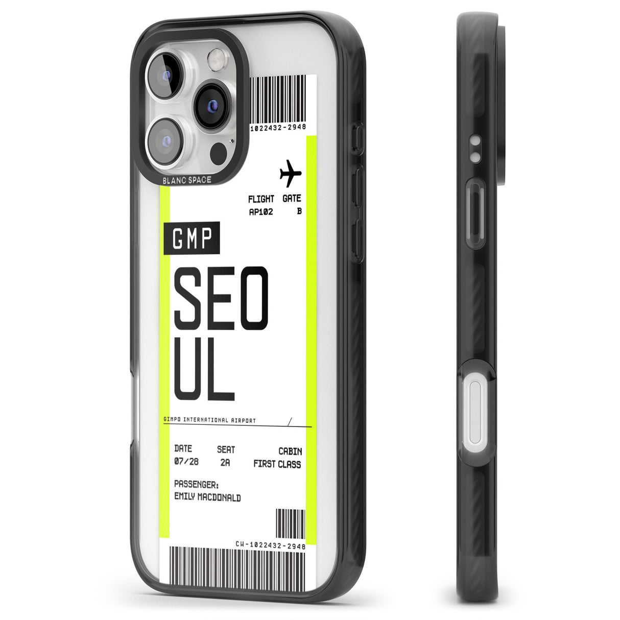 iPhone 16 Pro Max Personalised Seoul Boarding Pass Black Impact Phone Case