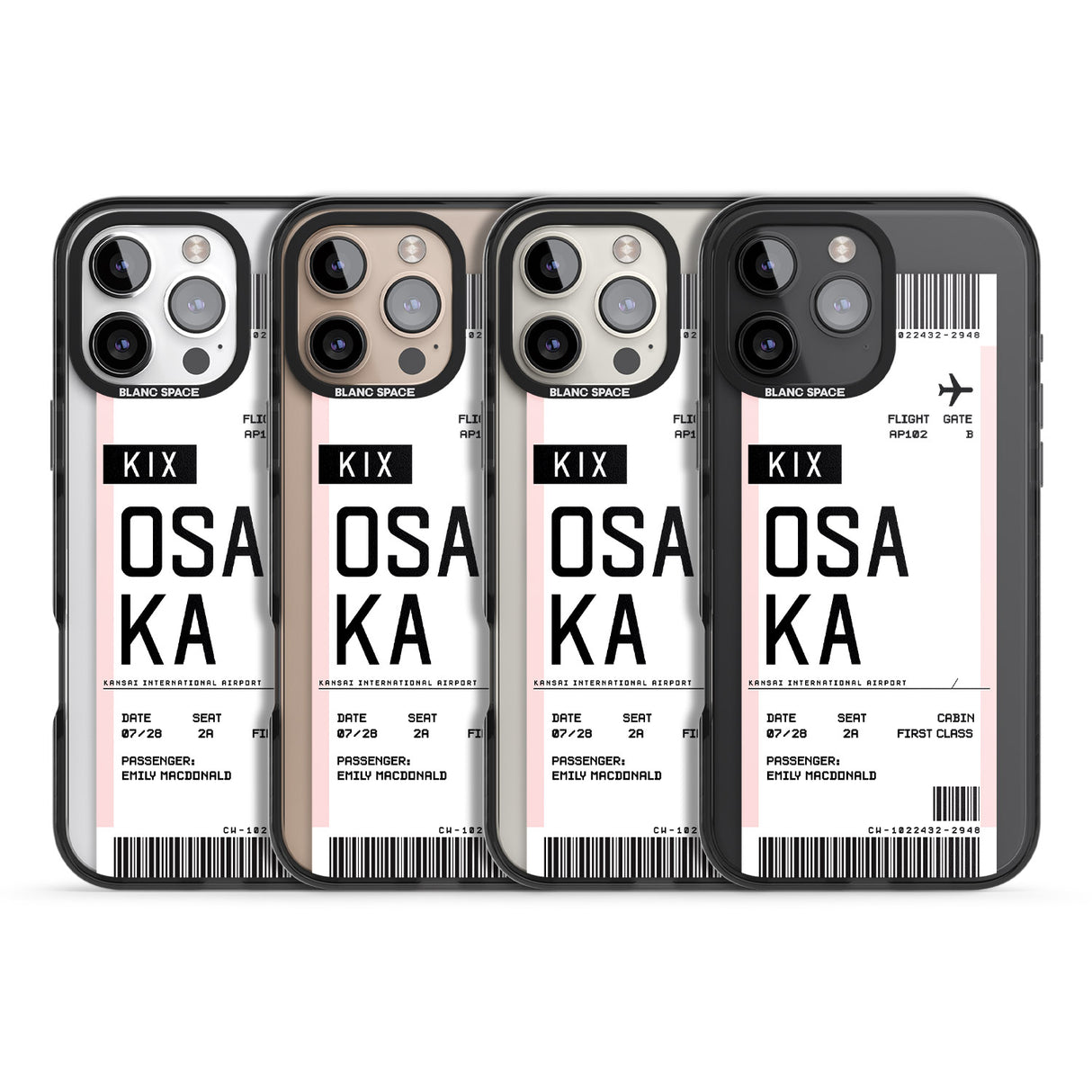 iPhone 16 Pro Max Personalised Osaka Boarding Pass Black Impact Phone Case