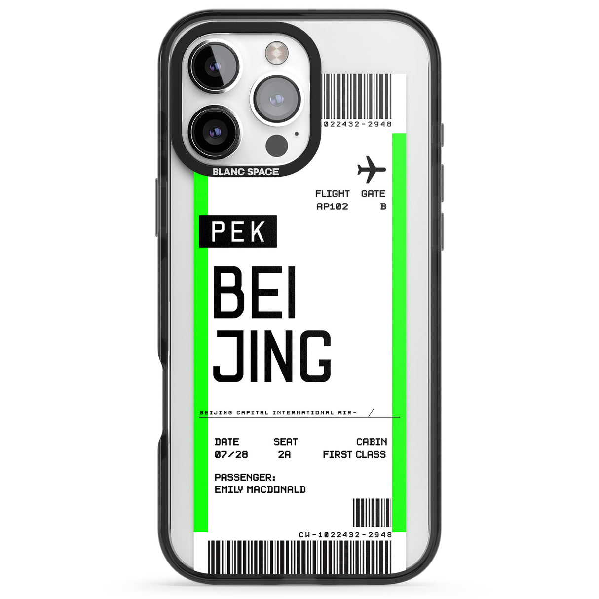 iPhone 16 Pro Max Personalised Beijing Boarding Pass Black Impact Phone Case