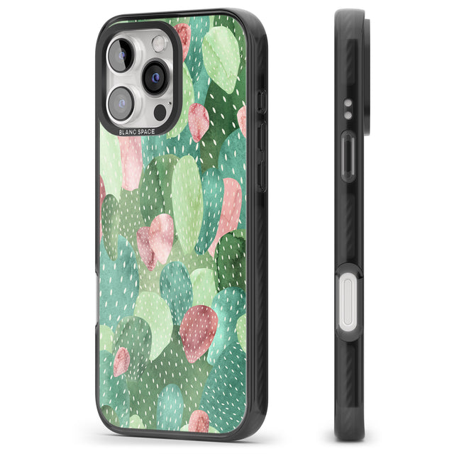 iPhone 16 Pro Max Colourful Cactus Mix Design Black Impact Phone Case