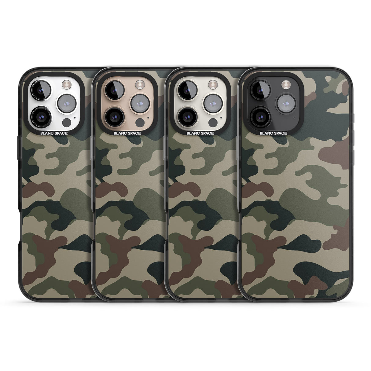 iPhone 16 Pro Max Green and Brown Camo Black Impact Phone Case