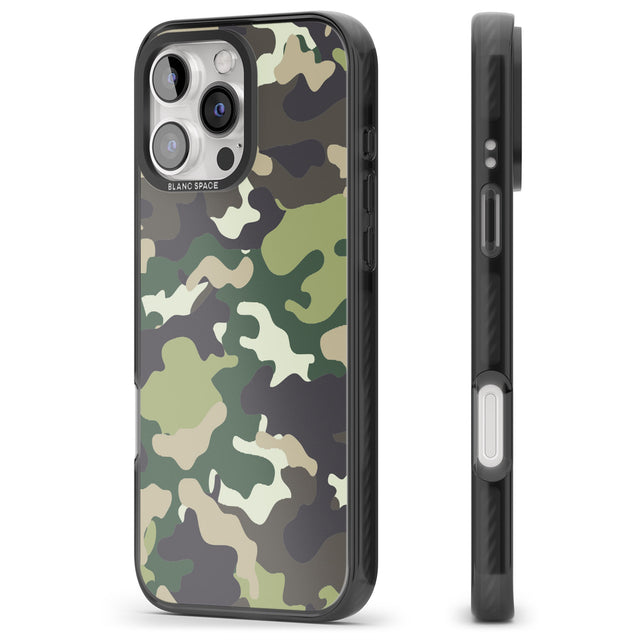 iPhone 16 Pro Max Green Camo Black Impact Phone Case