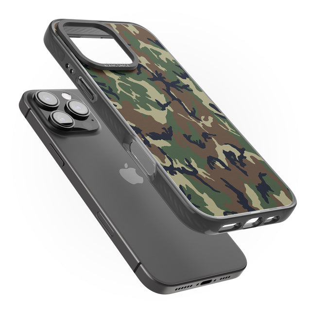 iPhone 16 Pro Max Forest Green Camo Black Impact Phone Case