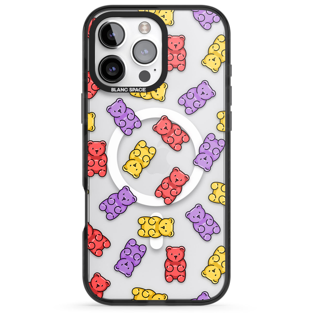 iPhone 16 Pro Max Gummy Bear Pattern Black Impact Phone Case