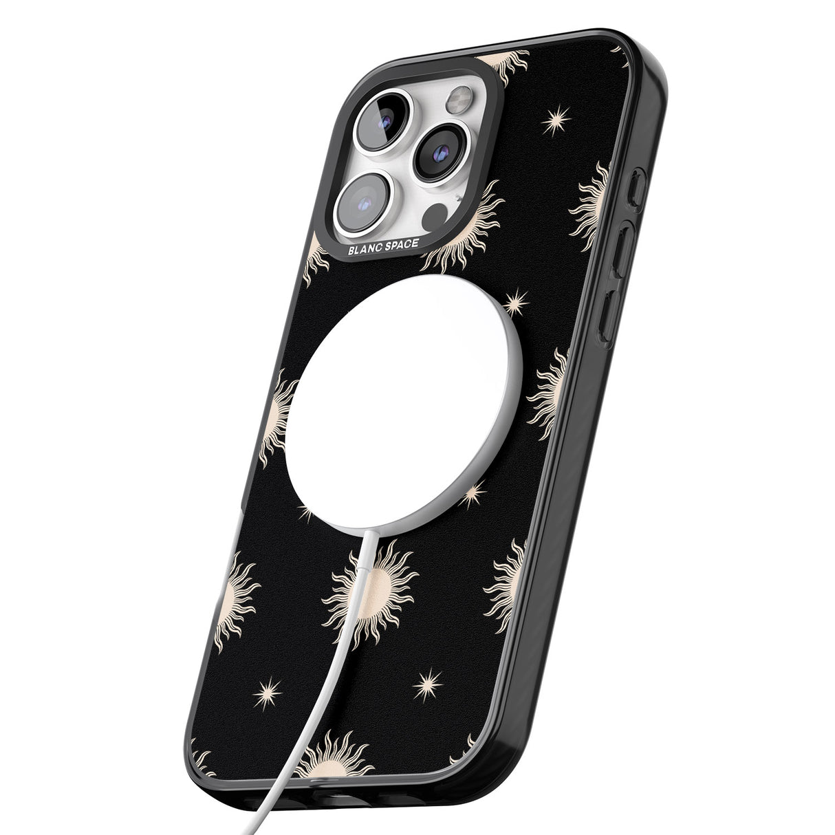 iPhone 16 Pro Max Celestial Patterns Classic Suns (Black) Black Impact Phone Case