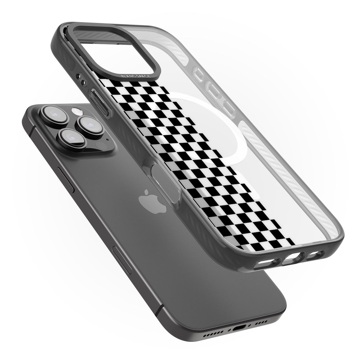 iPhone 16 Pro Max Checker: Half Black Check on Clear Black Impact Phone Case