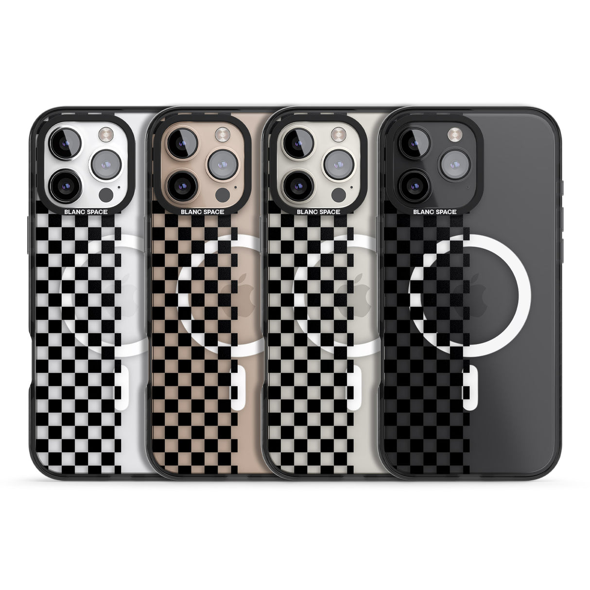 iPhone 16 Pro Max Checker: Half Black Check on Clear Black Impact Phone Case