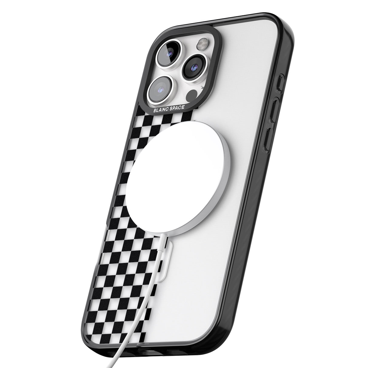 iPhone 16 Pro Max Checker: Half Black Check on Clear Black Impact Phone Case