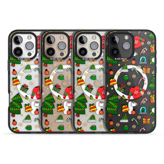 iPhone 16 Pro Max Christmas Mixture Pattern Black Impact Phone Case