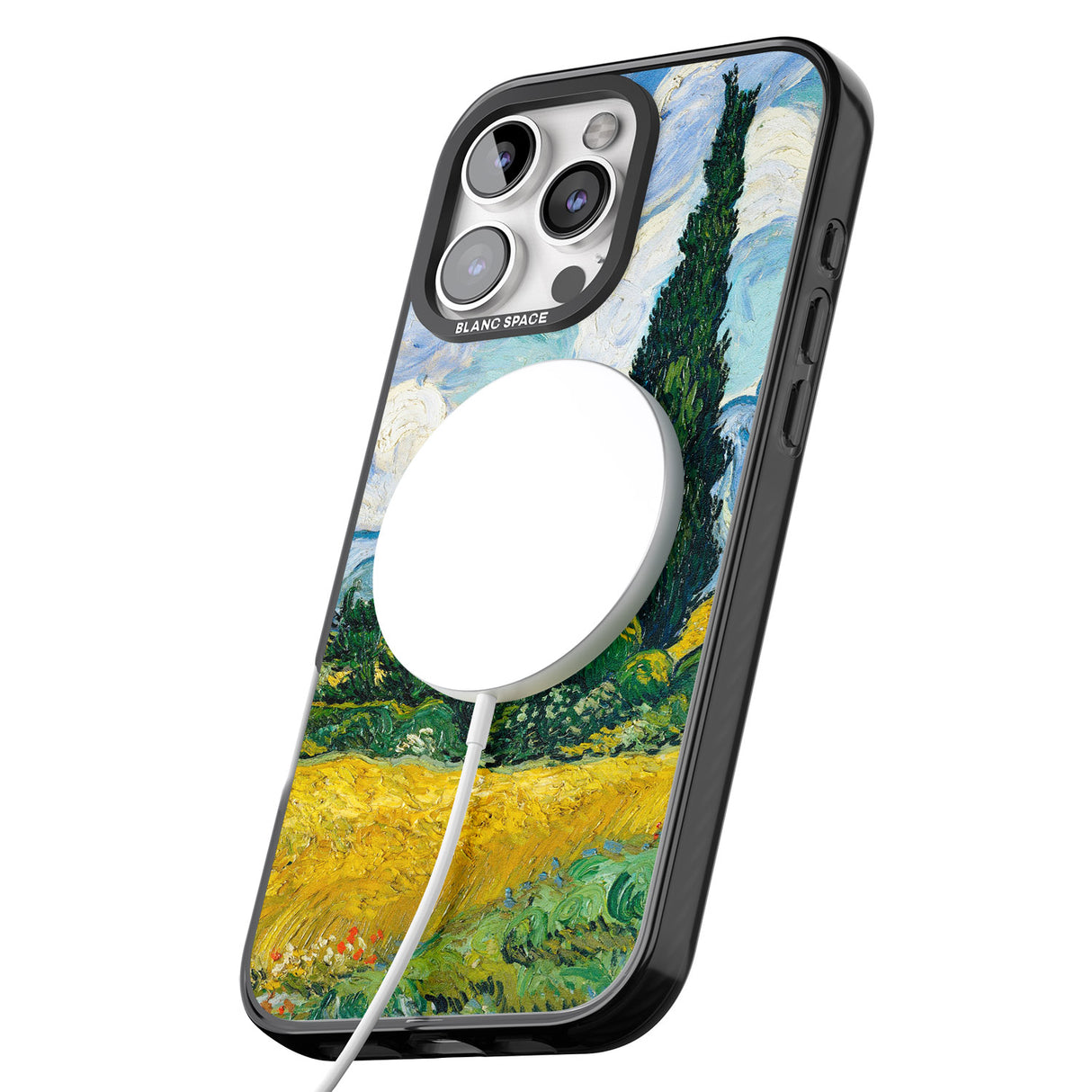 iPhone 16 Pro Max Wheat Field with Cypresses by Vincent Van Gogh Black Impact Phone Case