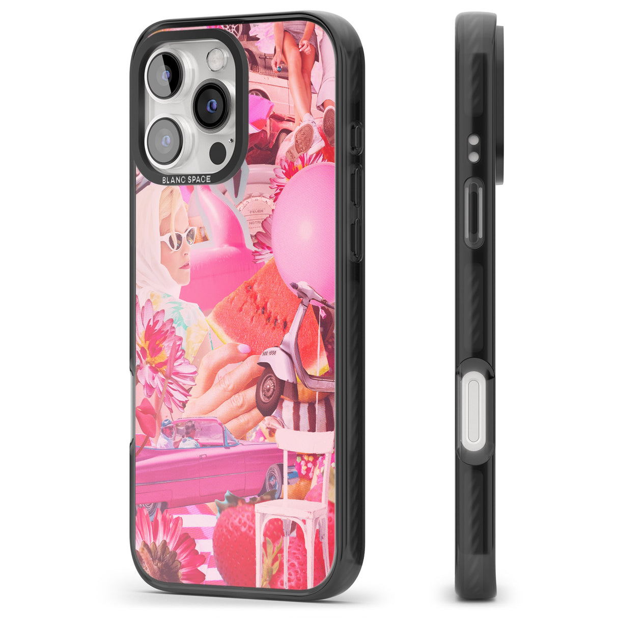 iPhone 16 Pro Max Vintage Collage: Pink Glamour Black Impact Phone Case