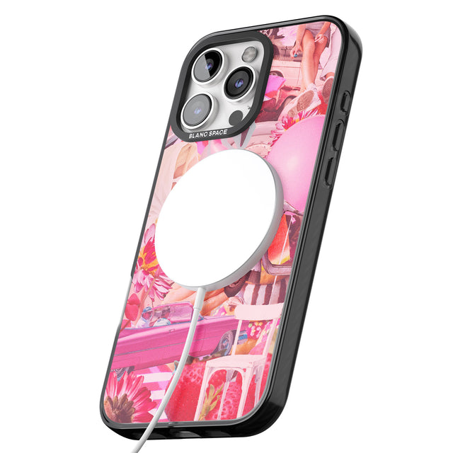 iPhone 16 Pro Max Vintage Collage: Pink Glamour Black Impact Phone Case