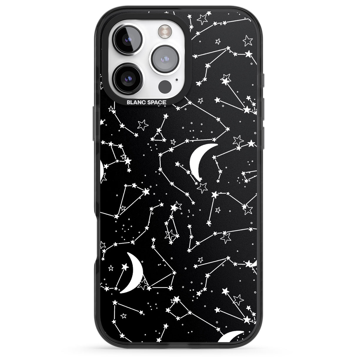 iPhone 16 Pro Max White Stars Constellations on Black Black Impact Phone Case