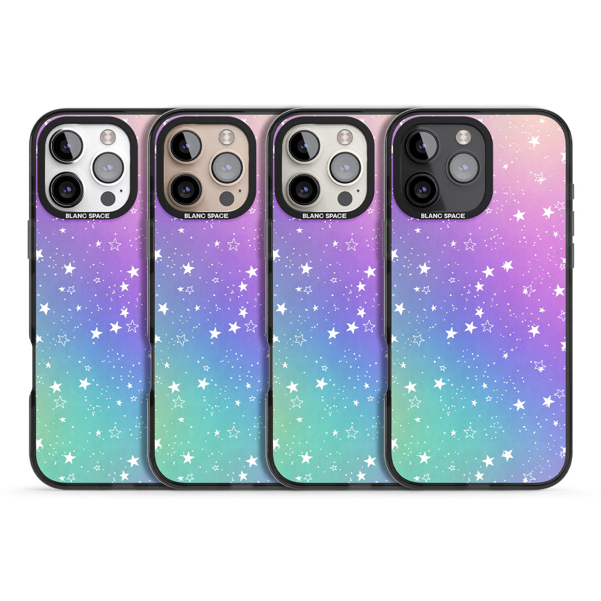 iPhone 16 Pro Max White Stars on Pastels Black Impact Phone Case