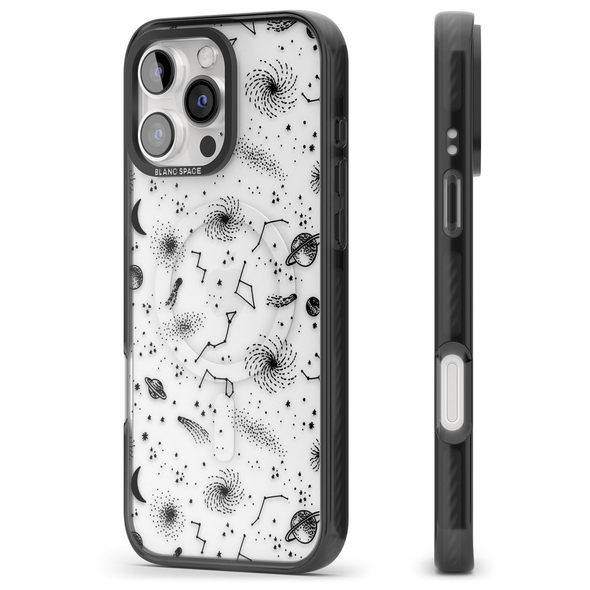 iPhone 16 Pro Max Mixed Galaxy Pattern Black Impact Phone Case