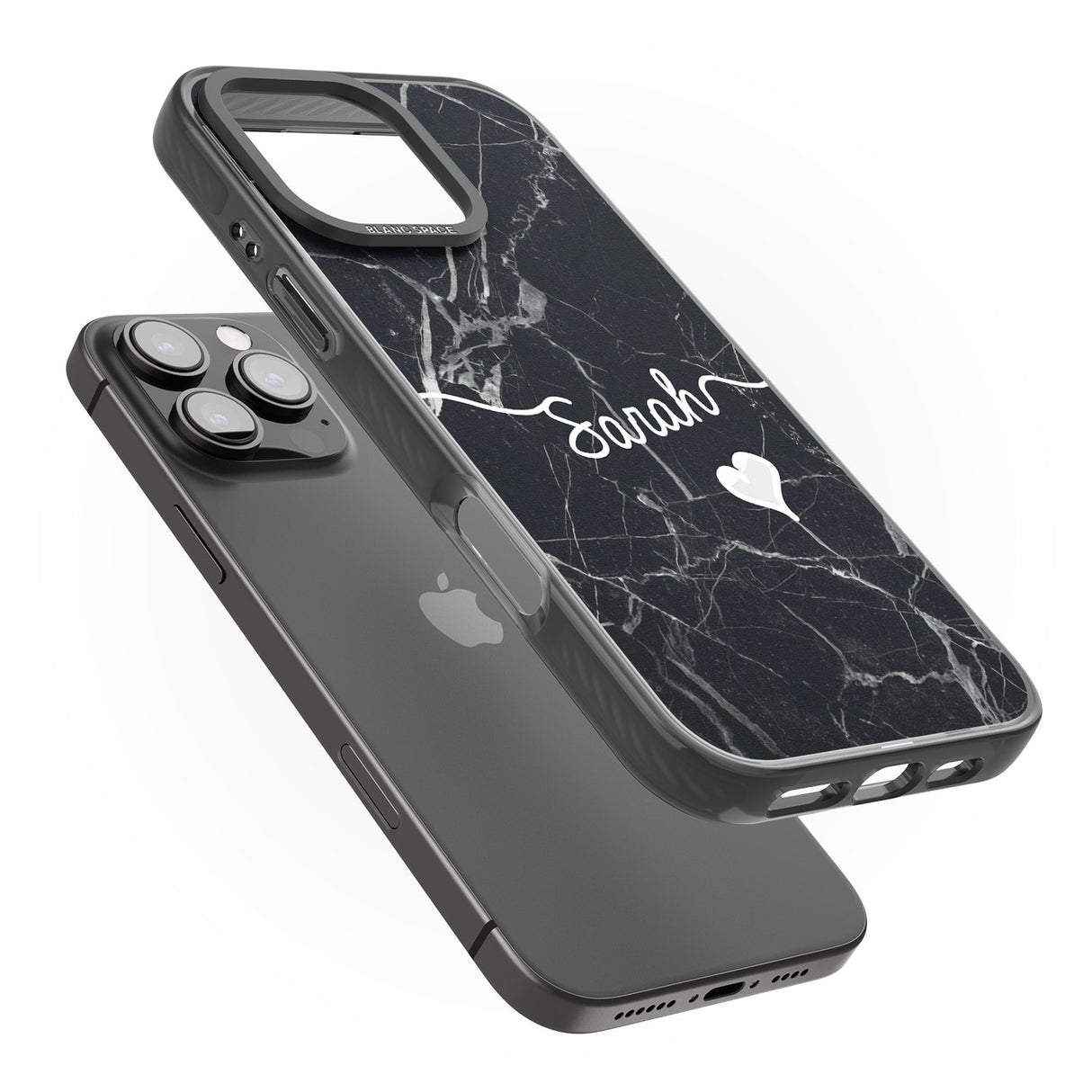 iPhone 16 Pro Max Black Marble Black Impact Phone Case