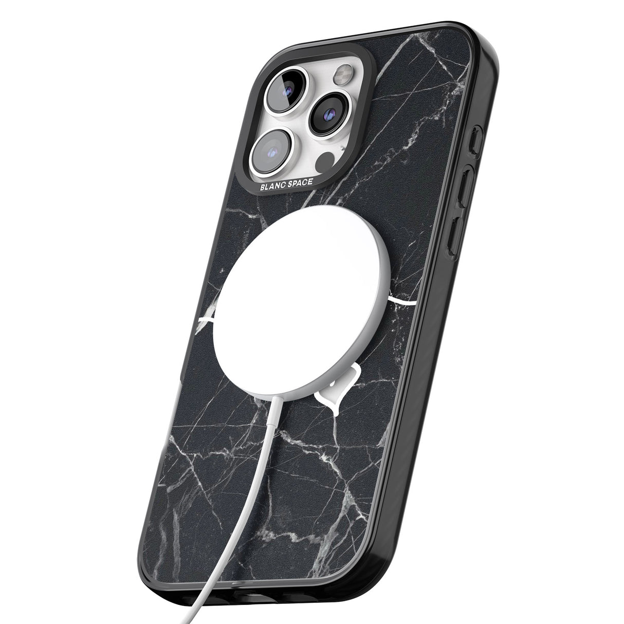 iPhone 16 Pro Max Black Marble Black Impact Phone Case