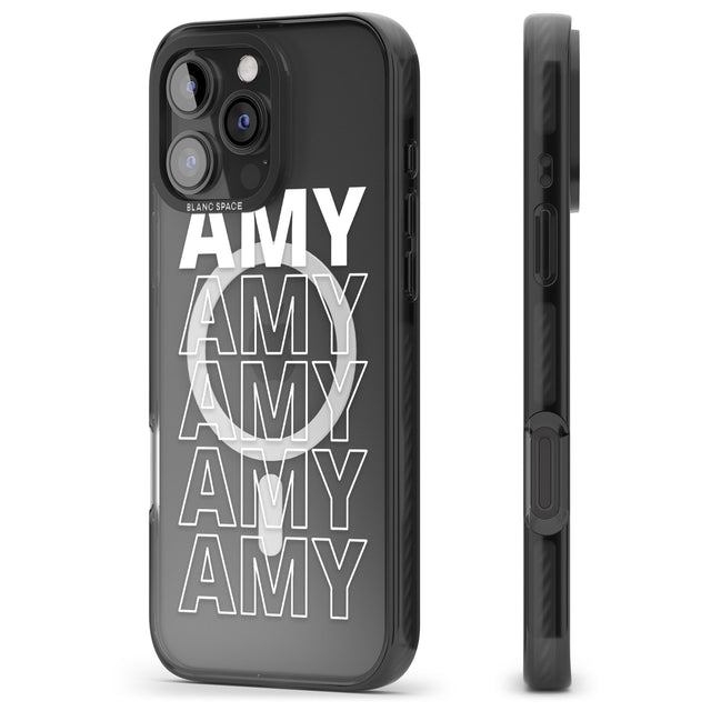 iPhone 16 Pro Max Personalised Clear Text 5C Black Impact Phone Case