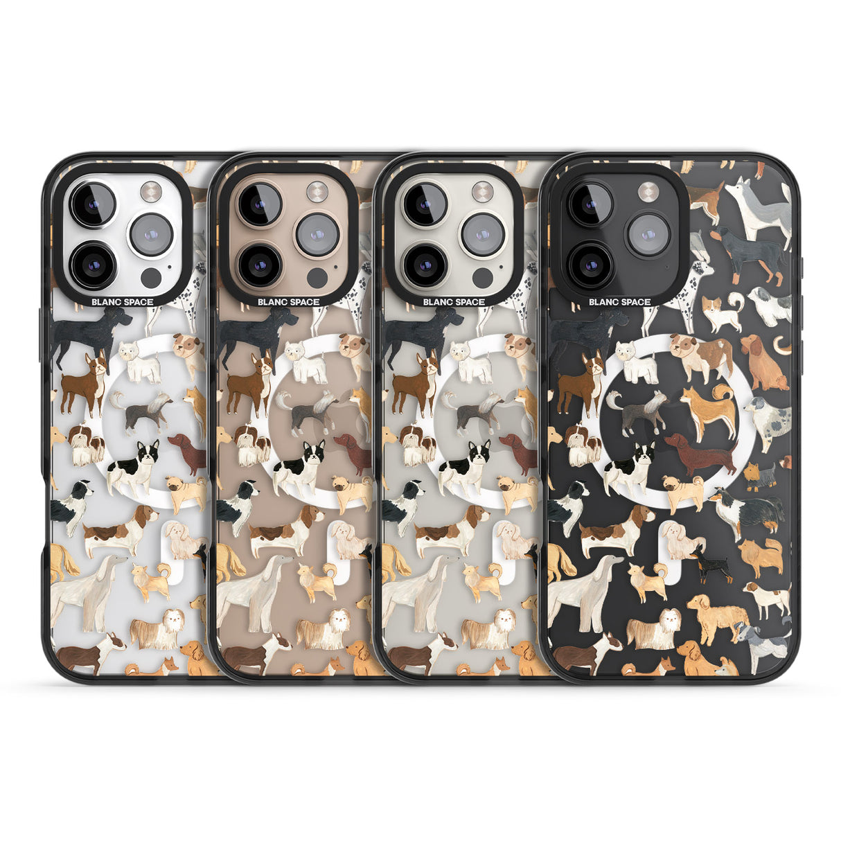 iPhone 16 Pro Max Hand Painted Dogs Black Impact Phone Case